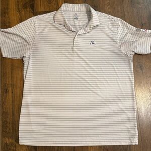 Rhoback The Captain Stripe Performance Polo Sz XXL Navy & White, UPF+ w/ Patch